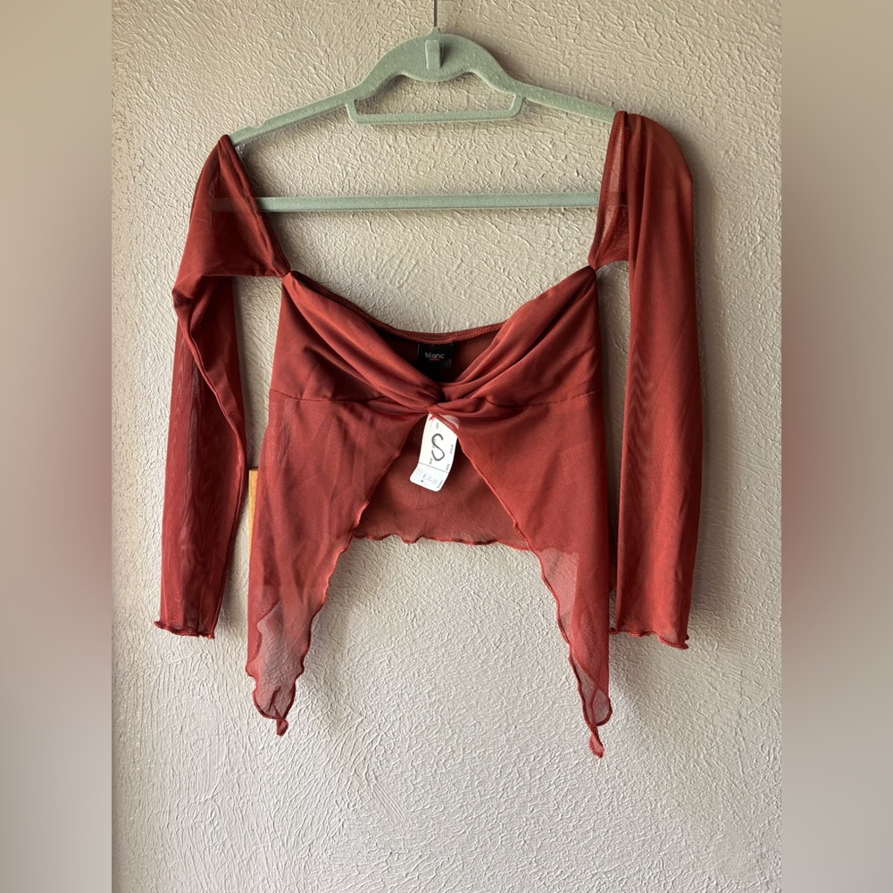 Y2K Top Crop Terracotta Rust Off-Shoulder Top size Small like New